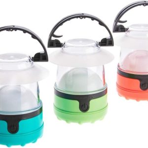 Dorcy 41-3019 4 LED Mini Lantern with Hanging Hooks and Batteries, Assorted Colors, clear (Pack of 3), Green