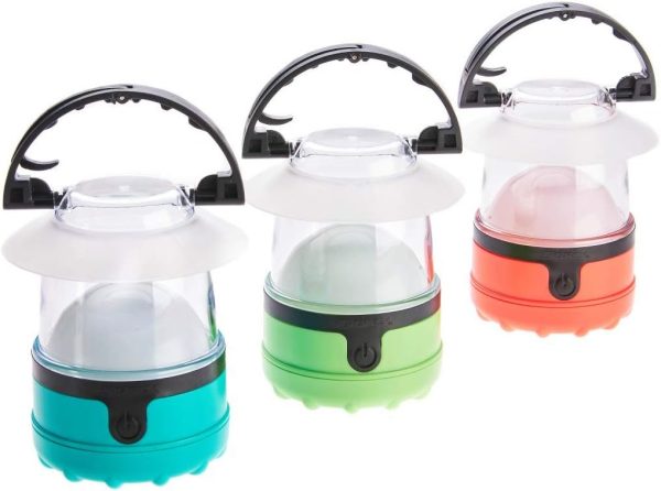 Dorcy 41-3019 4 LED Mini Lantern with Hanging Hooks and Batteries, Assorted Colors, clear (Pack of 3), Green