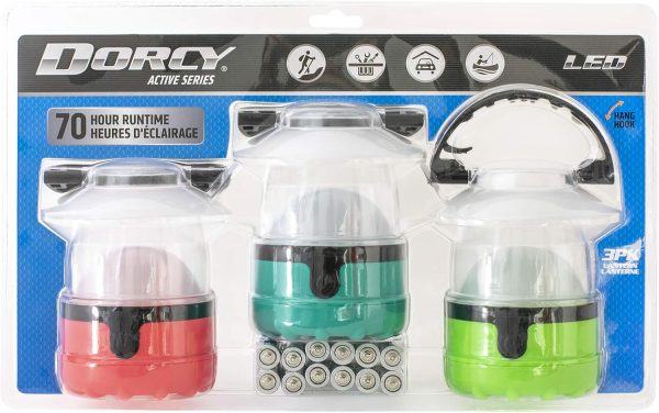Dorcy 41-3019 4 LED Mini Lantern with Hanging Hooks and Batteries, Assorted Colors, clear (Pack of 3), Green - Image 2