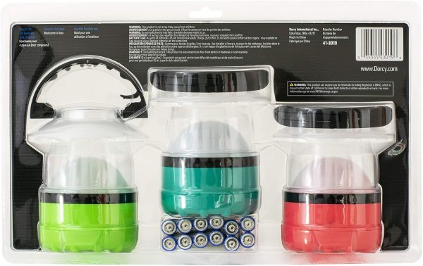 Dorcy 41-3019 4 LED Mini Lantern with Hanging Hooks and Batteries, Assorted Colors, clear (Pack of 3), Green - Image 3