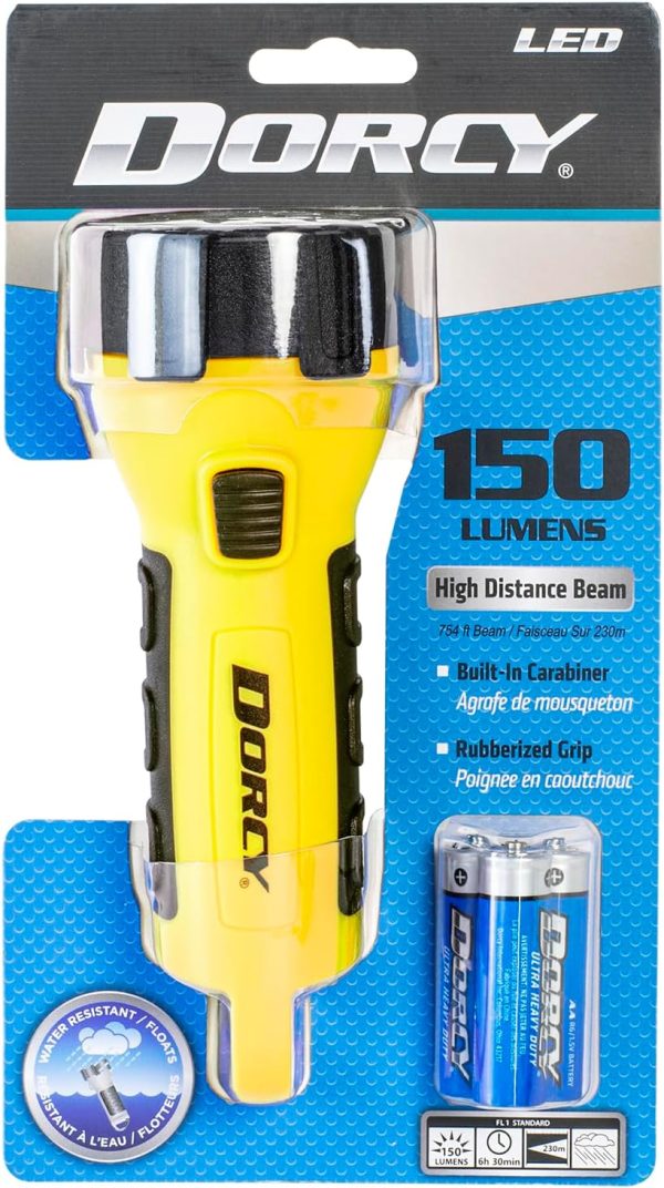 Dorcy 150 Lumen Floating Water Resistant LED Flashlight with Carabineer Clip, Yellow (41-2510) - Image 6